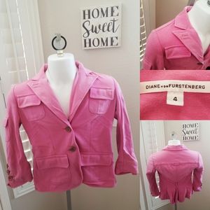 Diane von Furstenberg Pink Safari Teddy Blazer 4